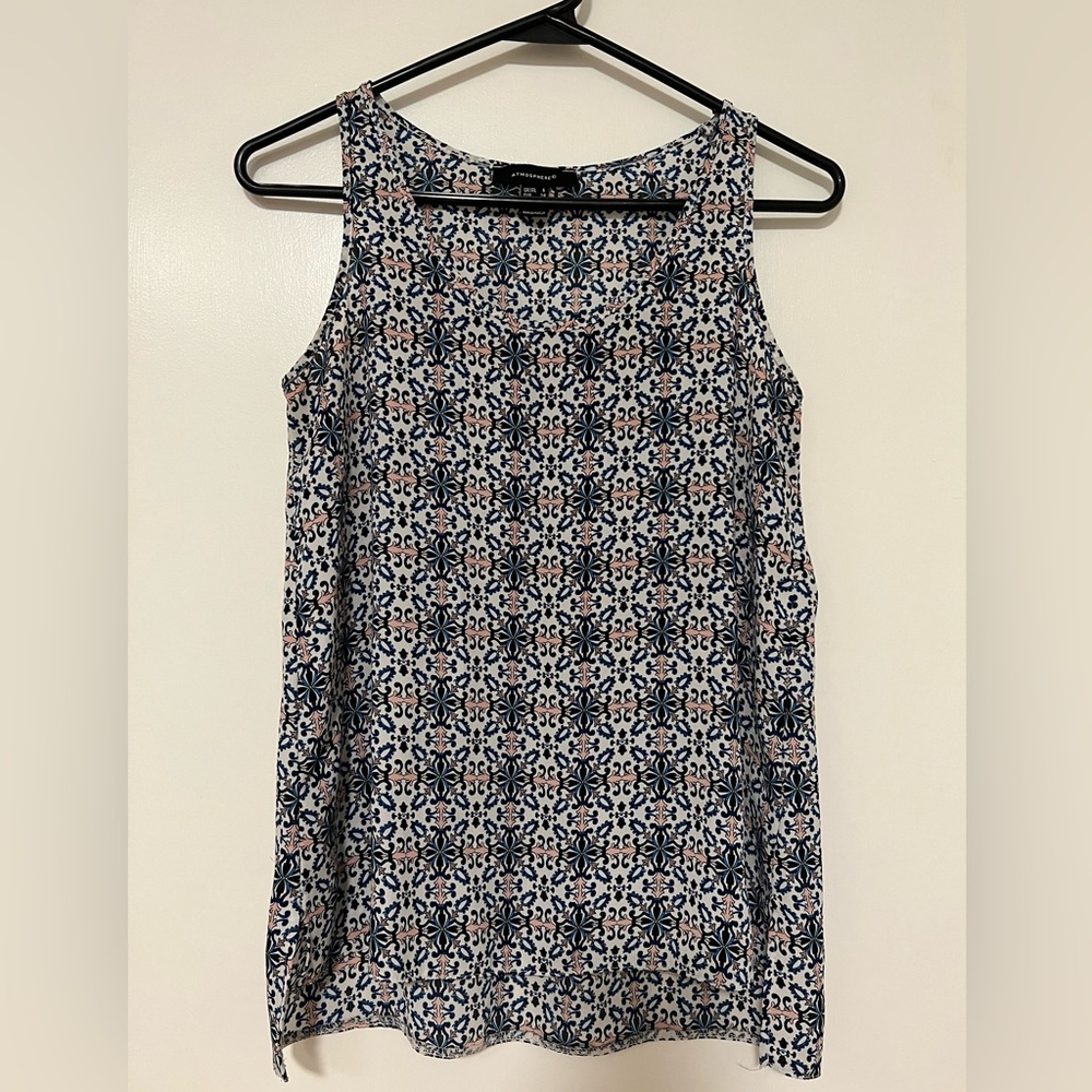 Atmosphere Sleeveless Shirt Tank Top Tile Print Womens Size 2 Summer Blouse